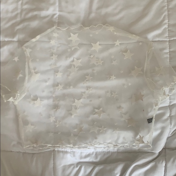 Shein mesh white start crop top